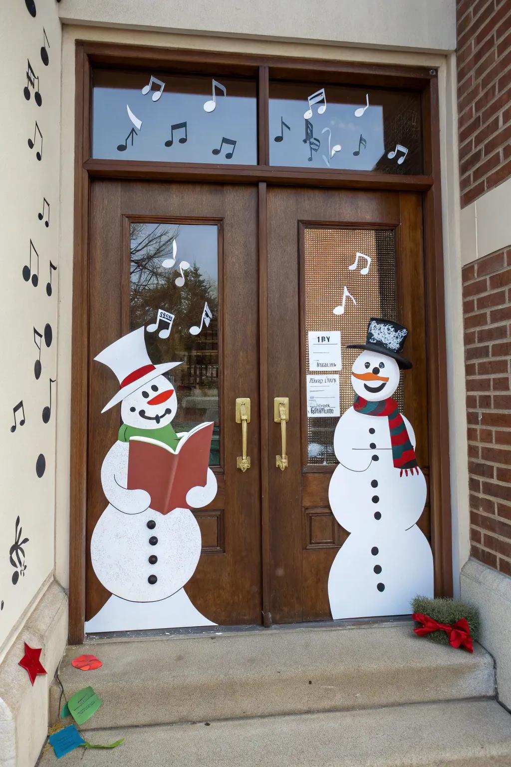 Harmonizing snow personas impart a musical and jubilant atmosphere to your holiday portal.