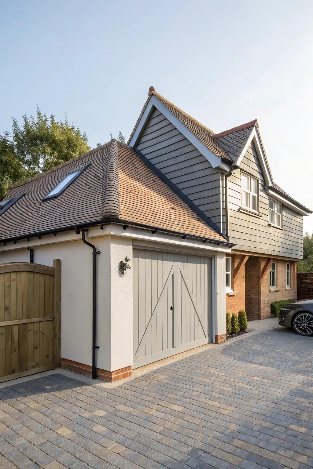 A cohesive roof design connects the conversion to the main composition.