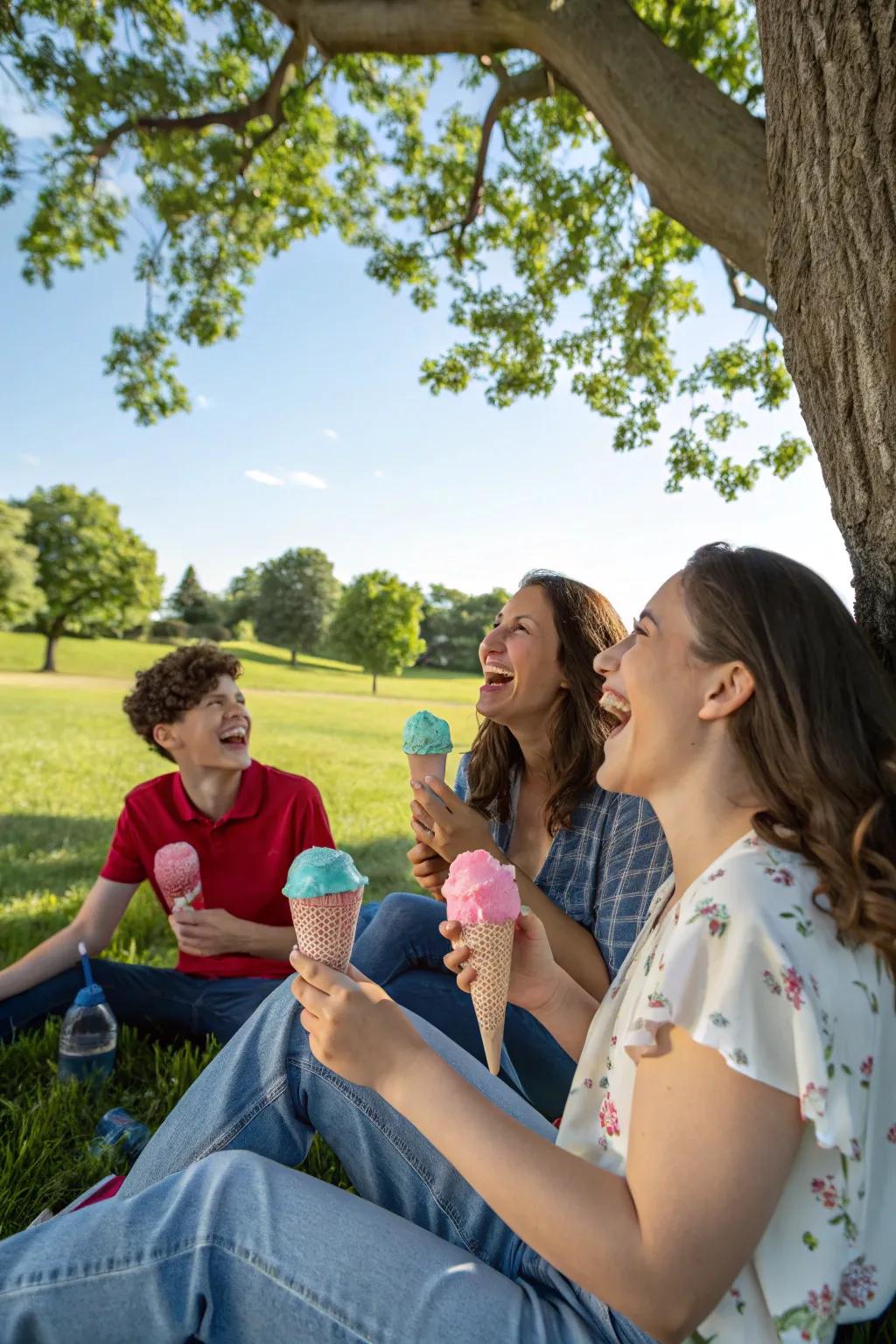 A sweet surprise with ice cream reveals the baby's gender.