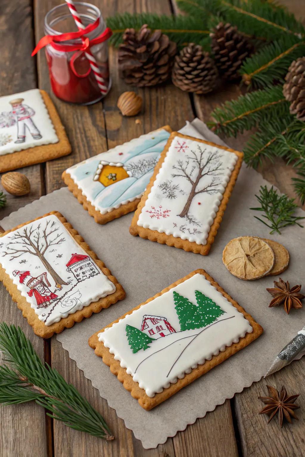 Personalized gingerbread missives showcasing celebratory sketches.