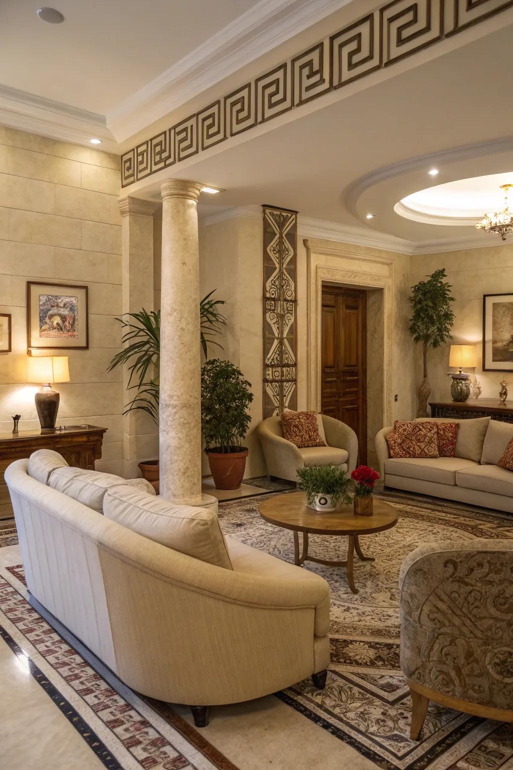 Curvaceous designs deliver softness and elegance to Hellenic design.