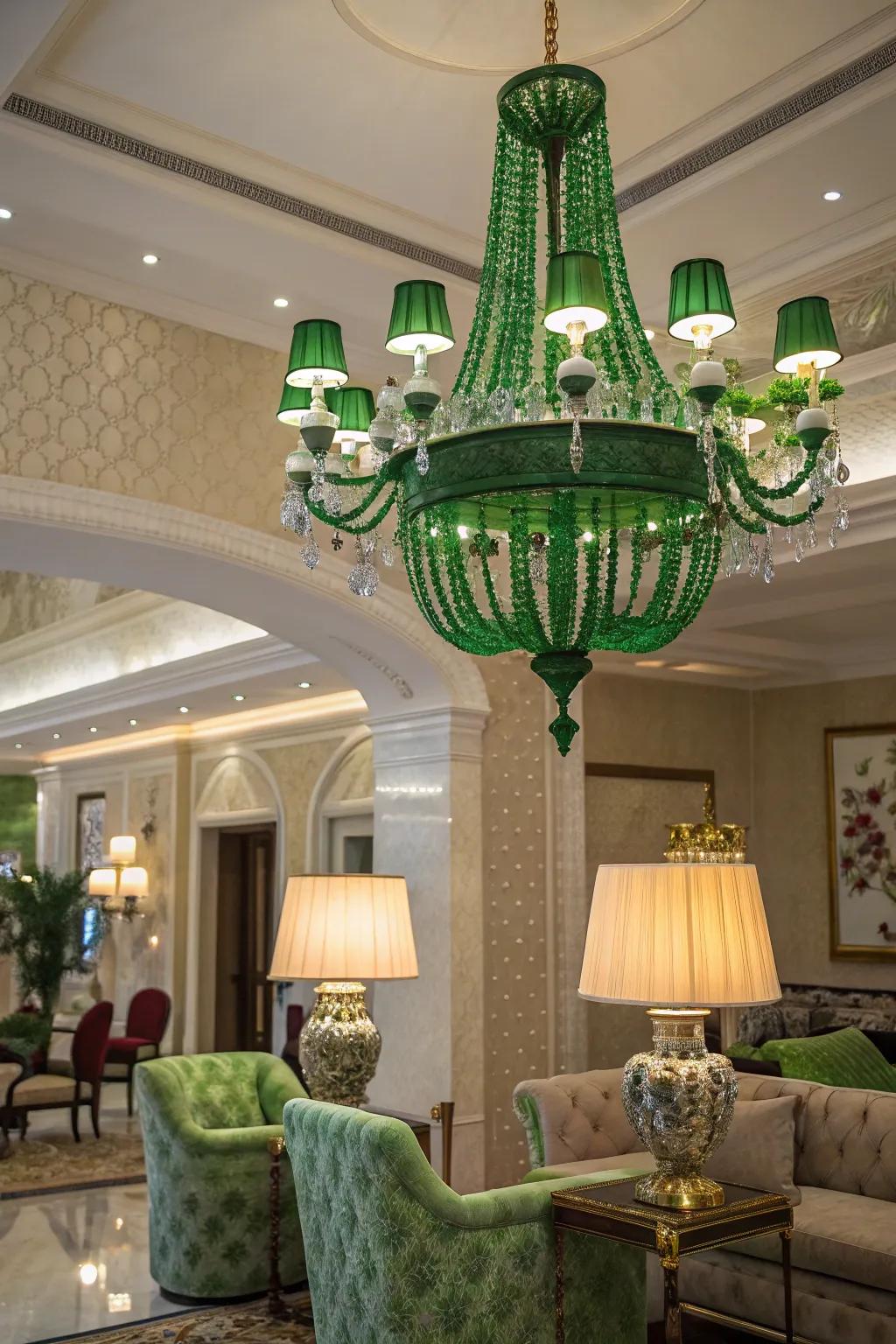 Green lighting accents can gently highlight your room's decor.