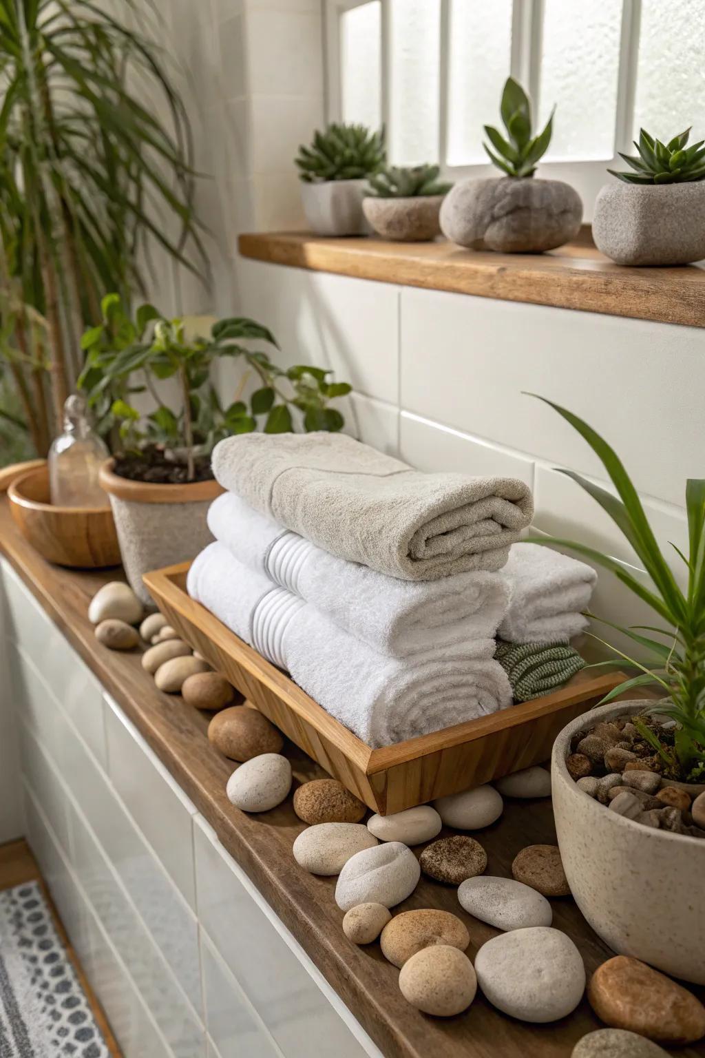 Incorporate elements of nature for an invigorating display.