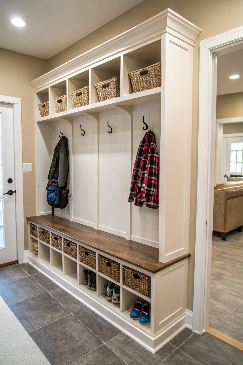 Make the most of storage by using a wide hall tree.