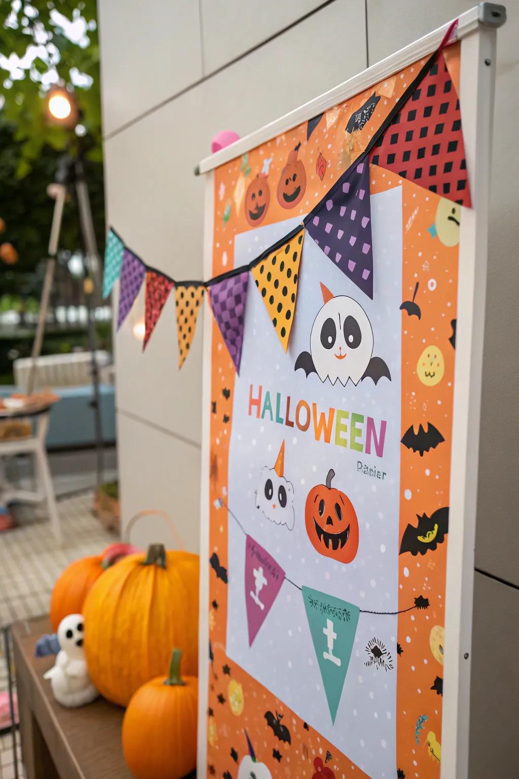 Festive pennants poster that adds a cheerful Hallowed Eve touch.