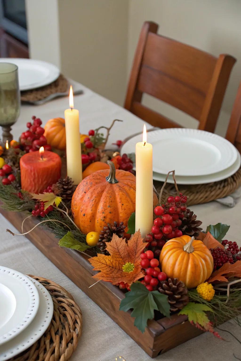 A striking harvest focal piece showcasing seasonal components.