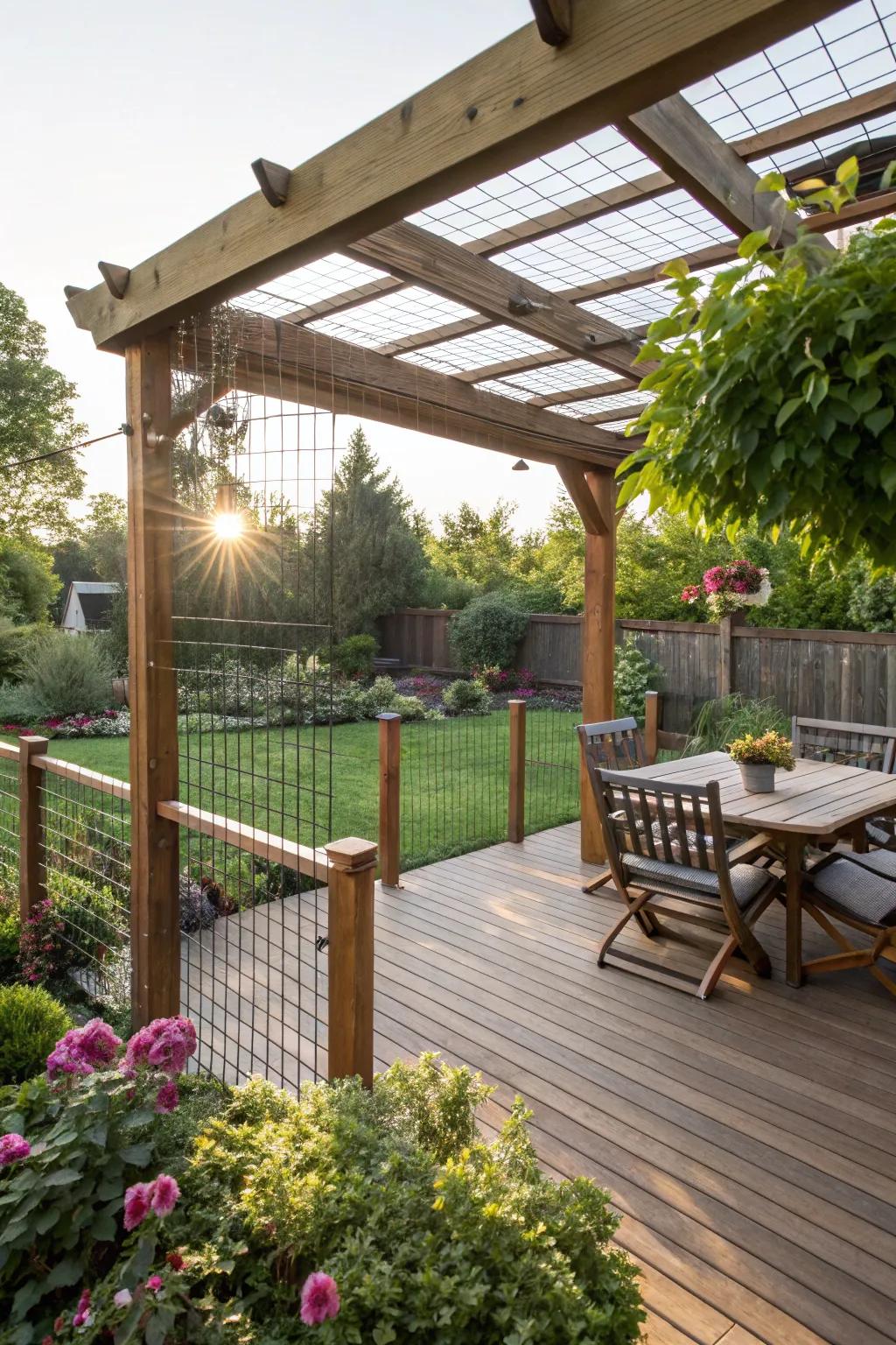 A pergola adds dimension and style to any deck railing.
