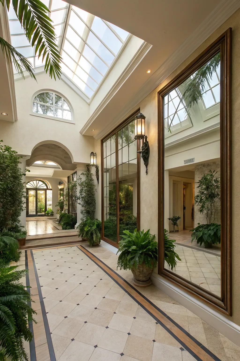 Mirrors boosting light and space within a sun court.