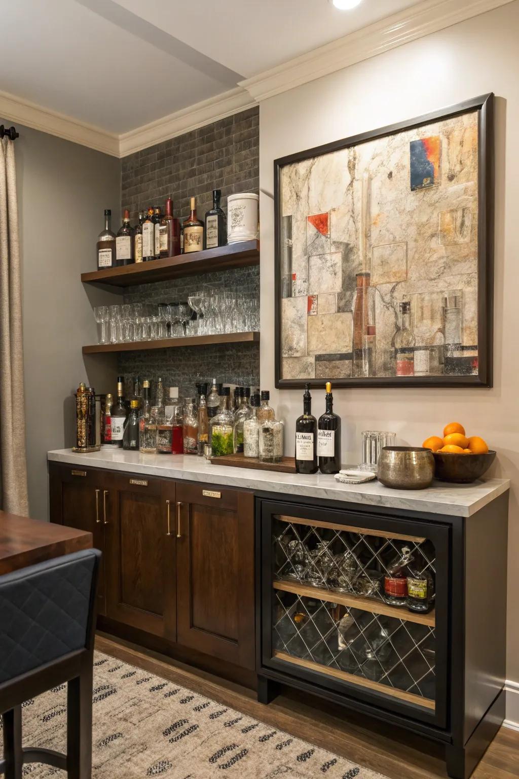 Artwork adds an individual touch to your bar.