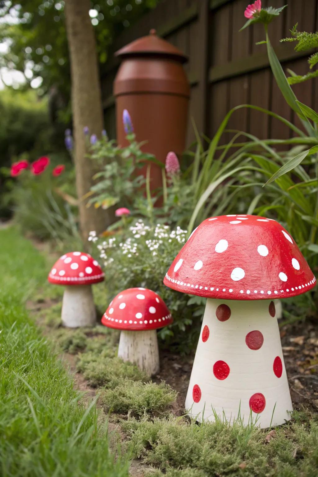 Add some whimsy with ornamental fairy stools.