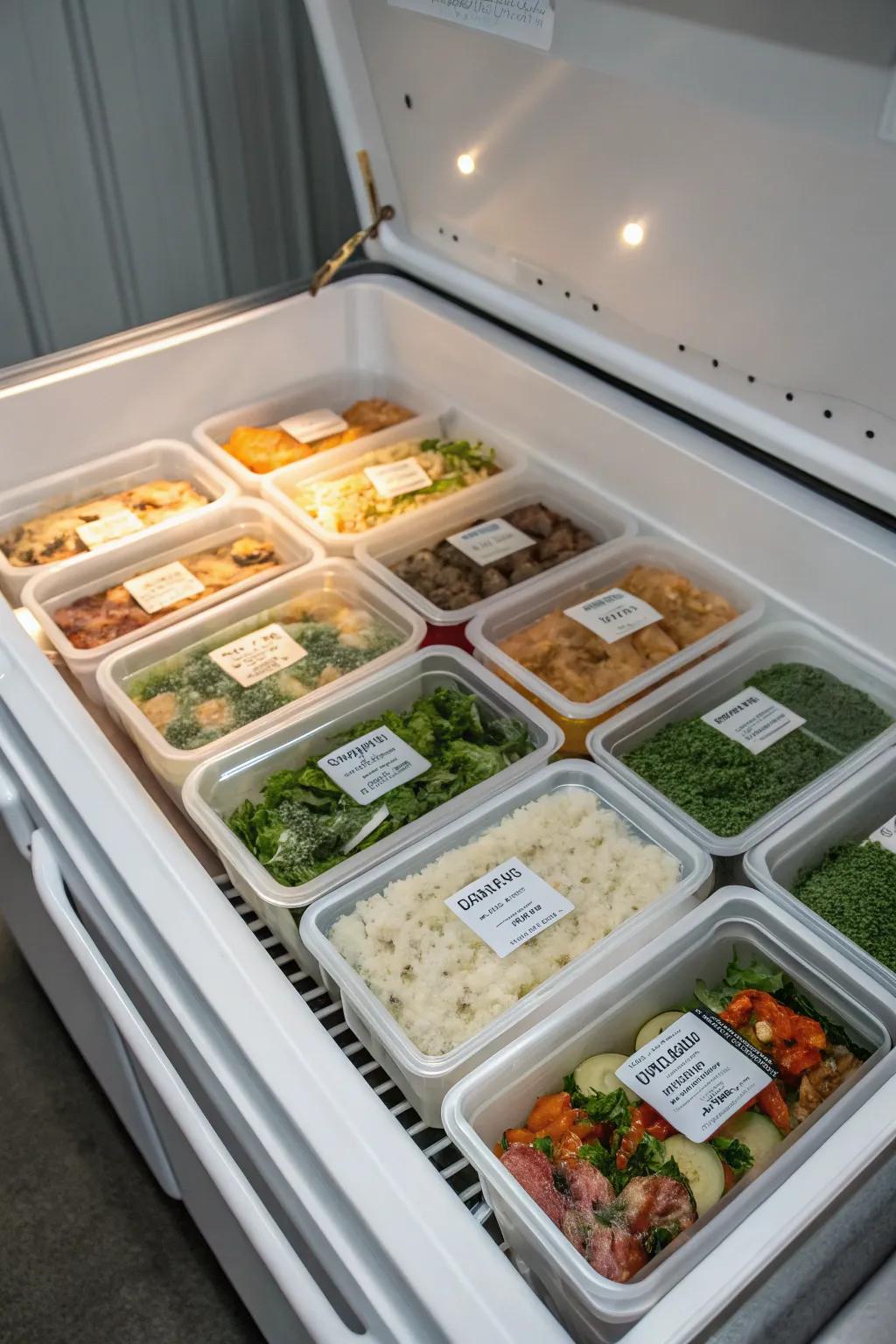 Freezing meals in portions provides convenience and efficiency.