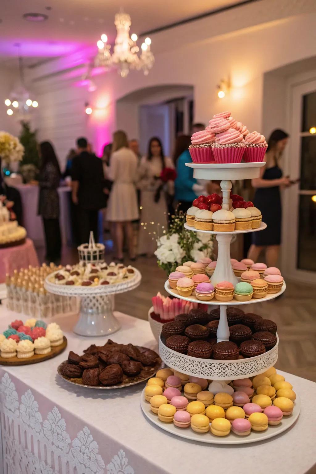 A delectable indoor party featuring a premium treat display.