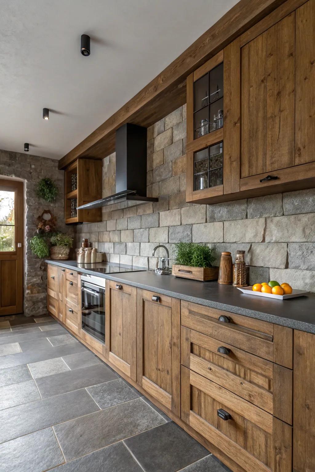 Texture contrast enriches the design.