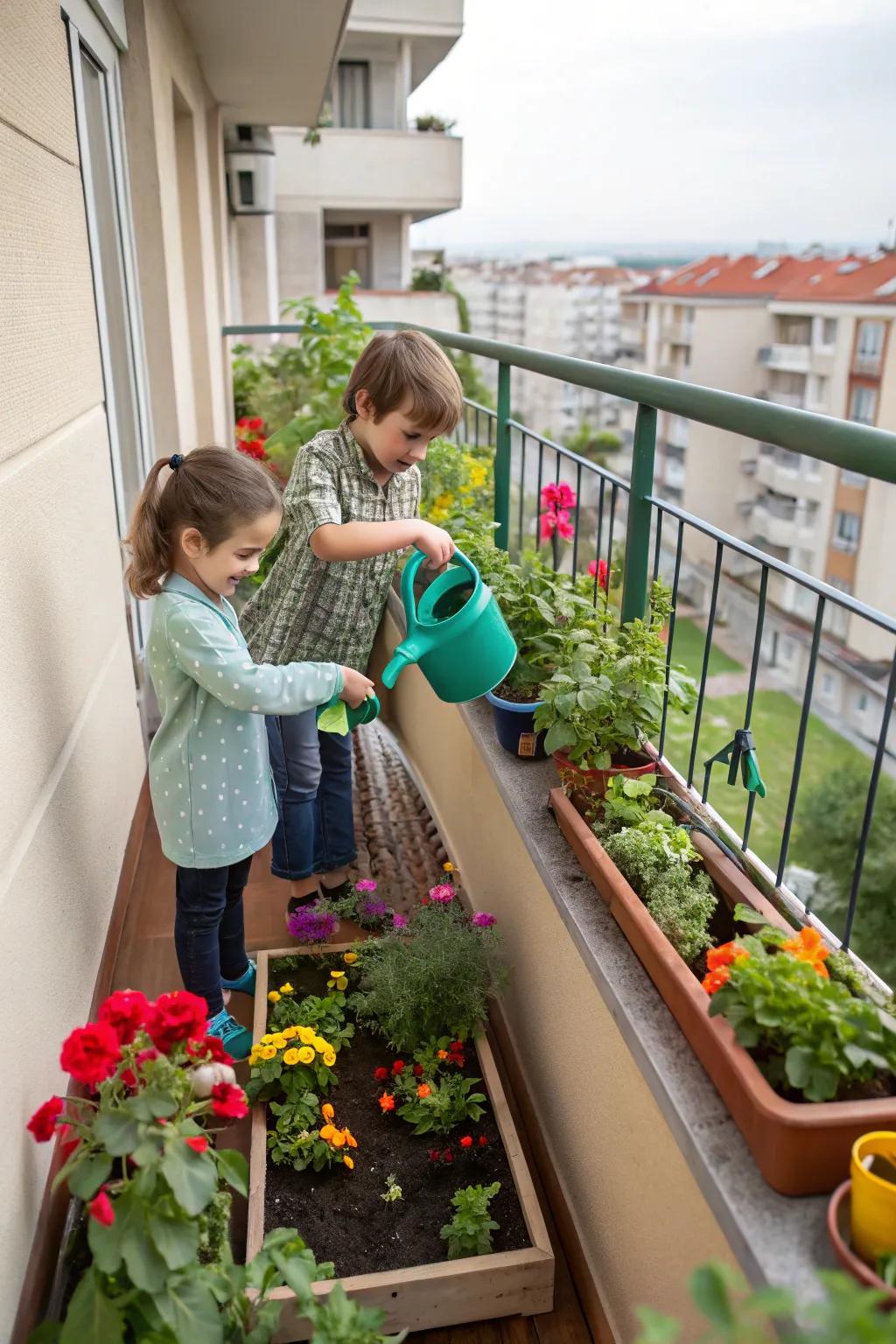 A balcony garden is both educational and fun for kids.