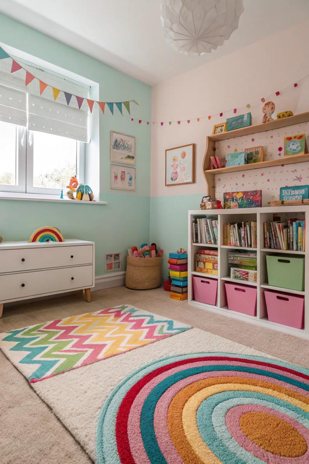 A playful mat that infuses solace and delineates spaces.
