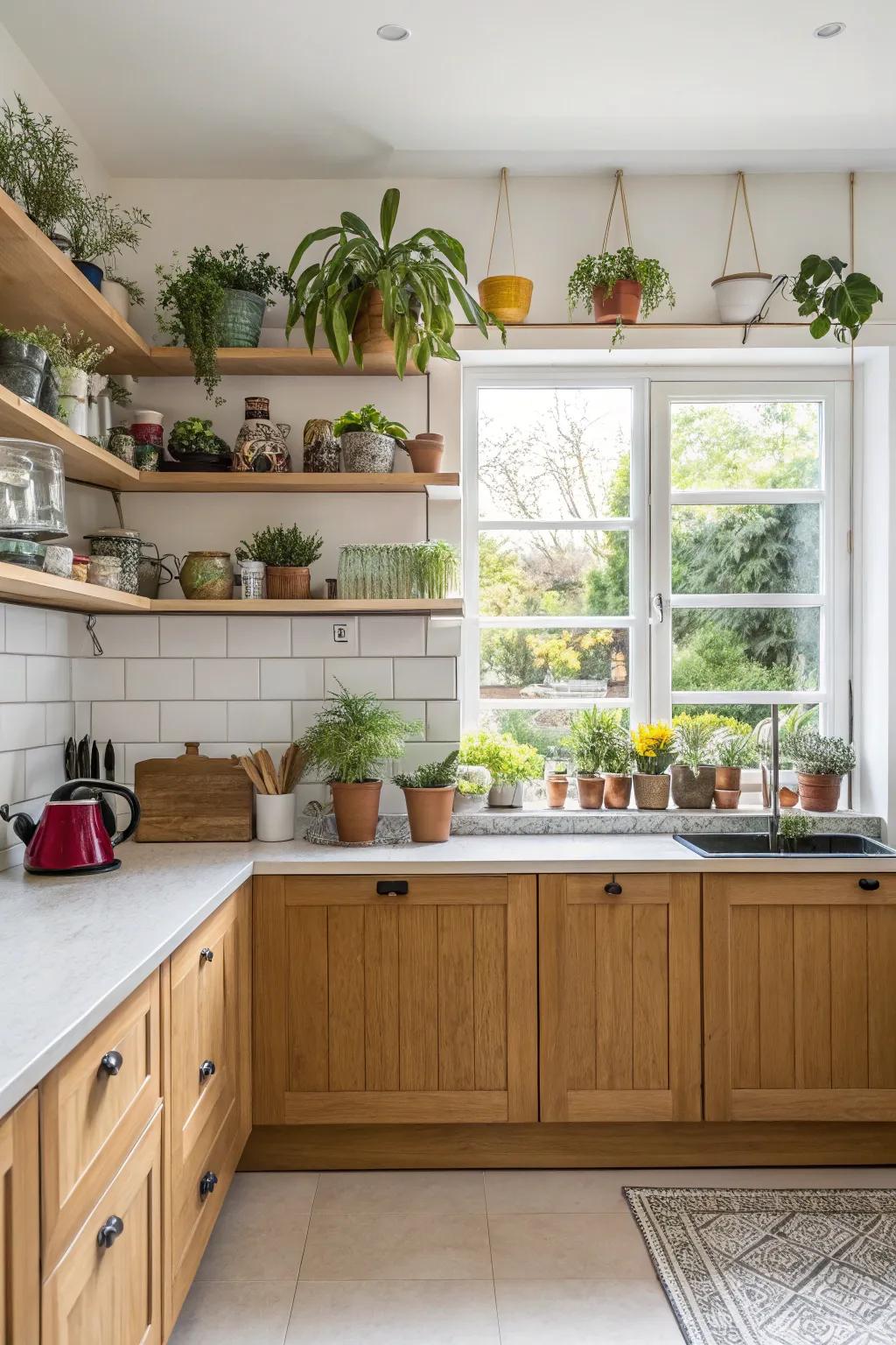 Backsplash window shelves combine storage with style, perfect for showcasing your treasured items.