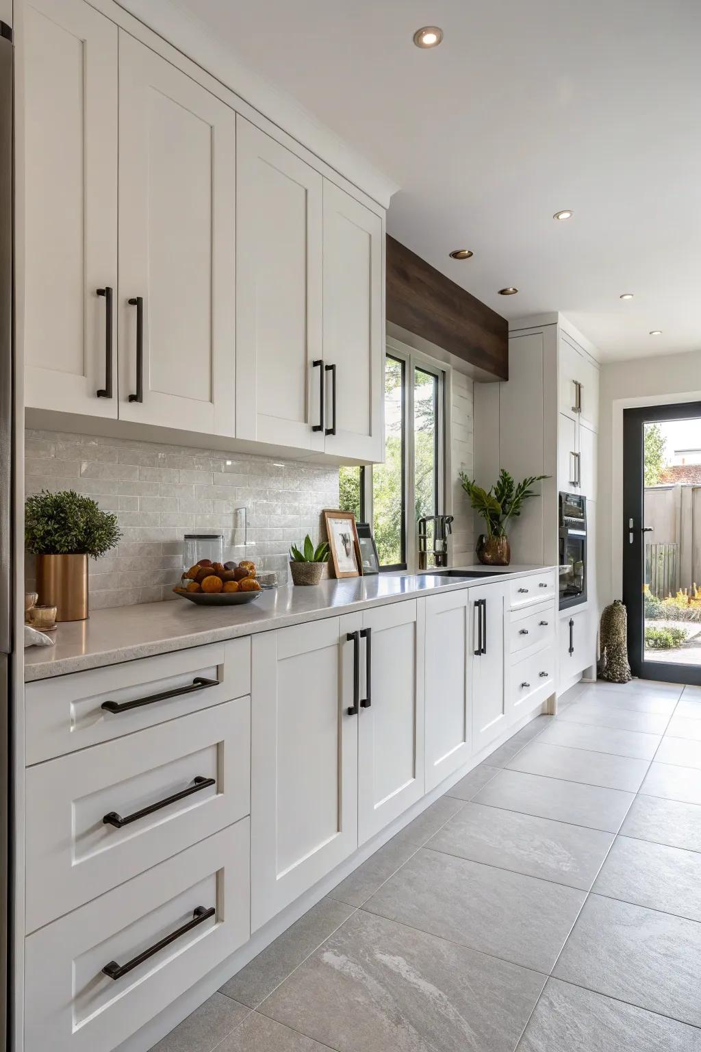 Oversized levers create a bold and artistic statement in the kitchen.