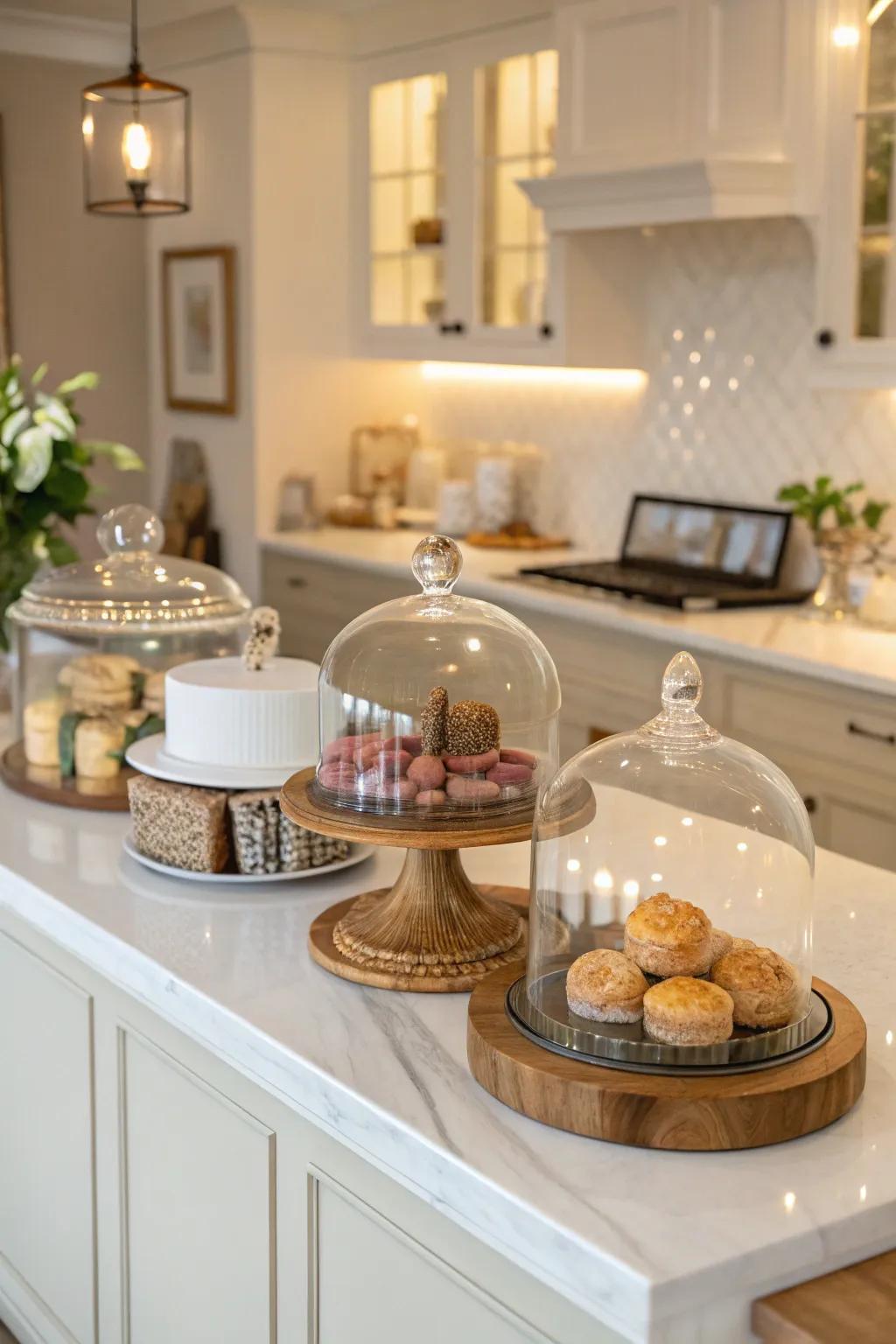 Artistic display units enhancing kitchen decor.