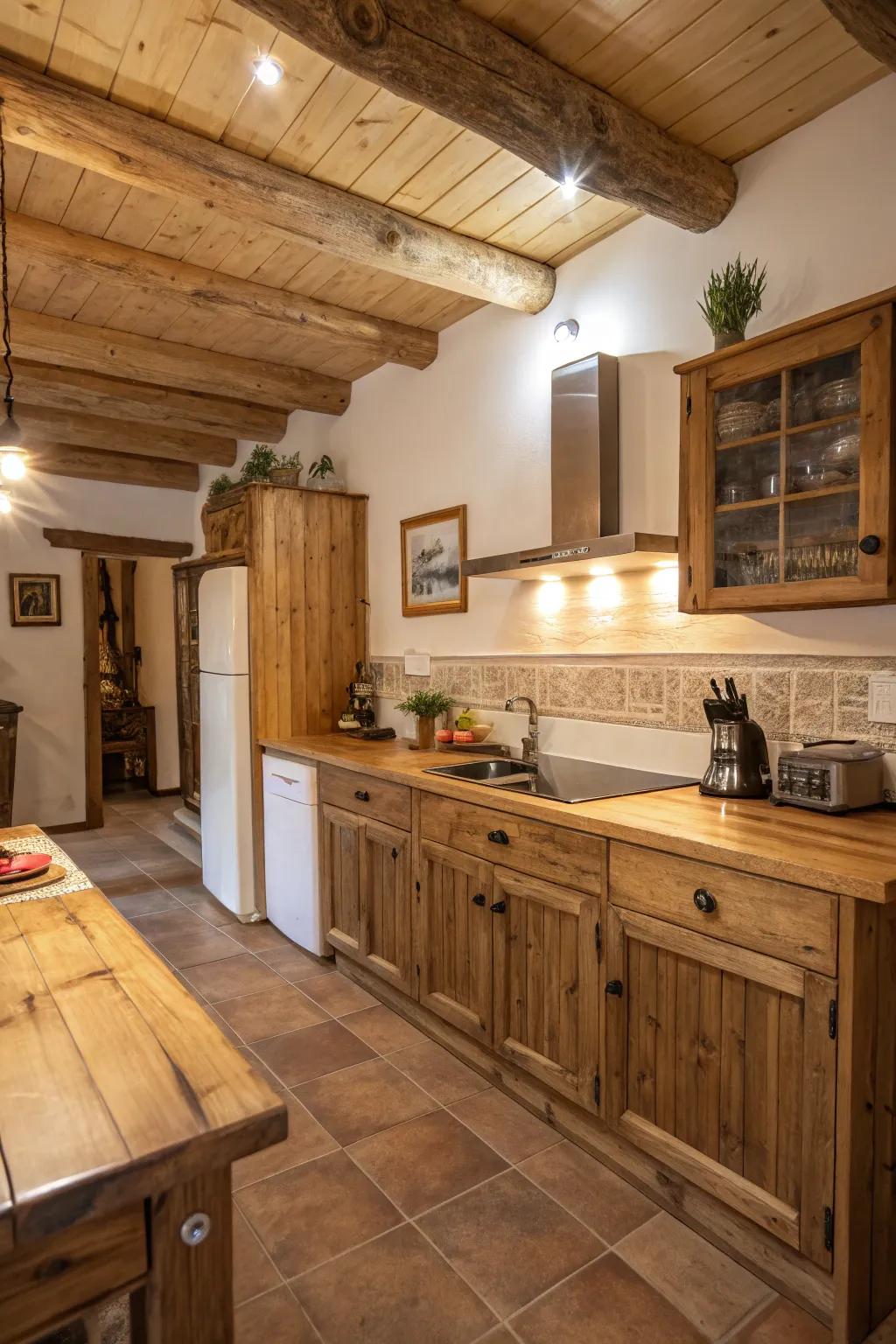 Countryside wood accents adding warmth to the kitchen.