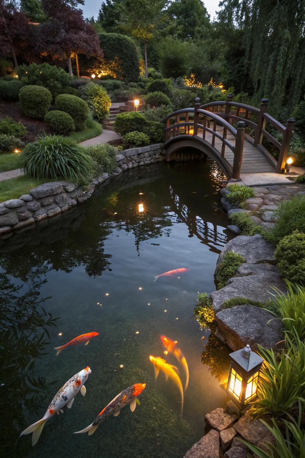 Twilight luminance transmutes the haven into a nighttime marvel.