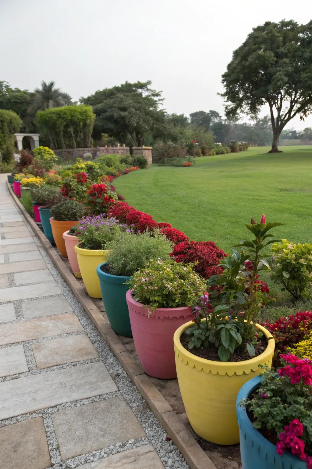 Specify your garden with magnificently arranged pot borders.