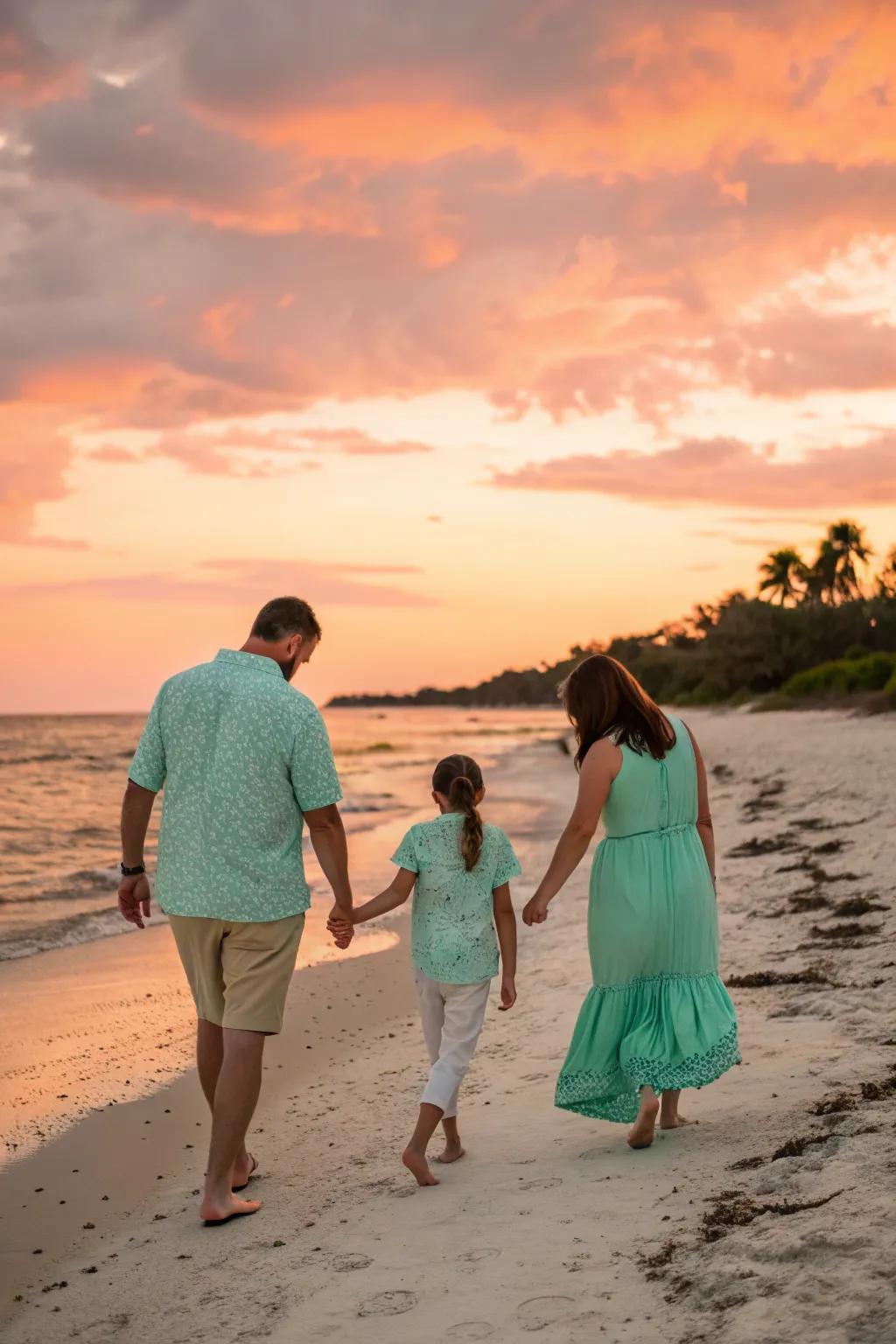 Seafoam and sandy hues seize the essence of seaside calm.