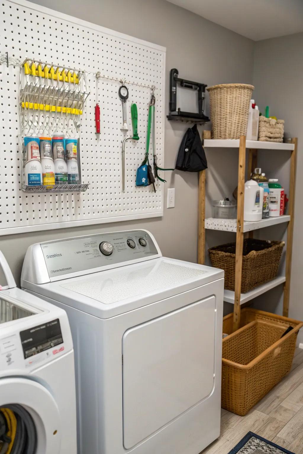 Pegboards offer adaptable and customizable storage solutions.