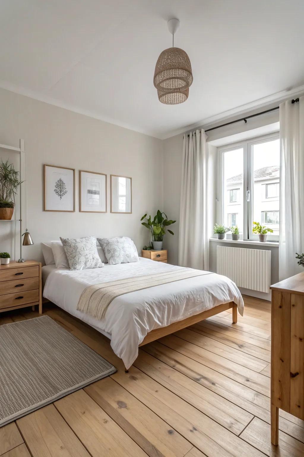Scandinavian design in perfect harmony with light wood flooring.