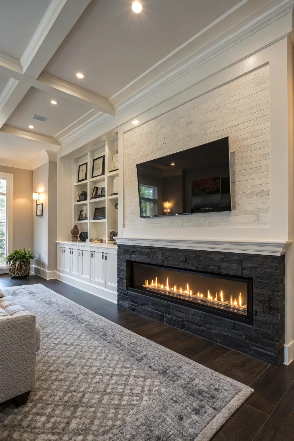 Establish a cozy media hub featuring a television above your hearth.