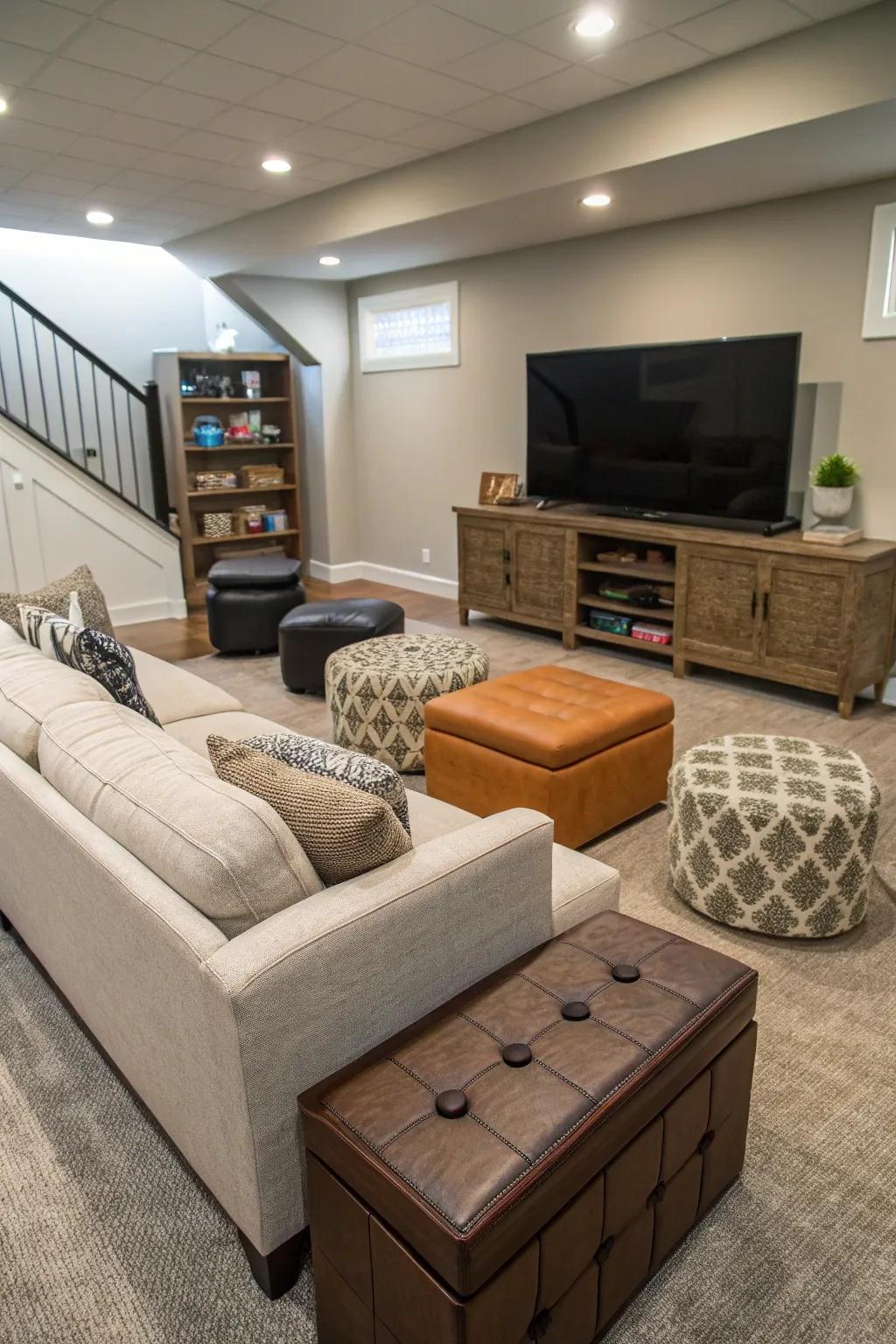 Furniture with multiple uses allows your media space to stay both practical and uncluttered.