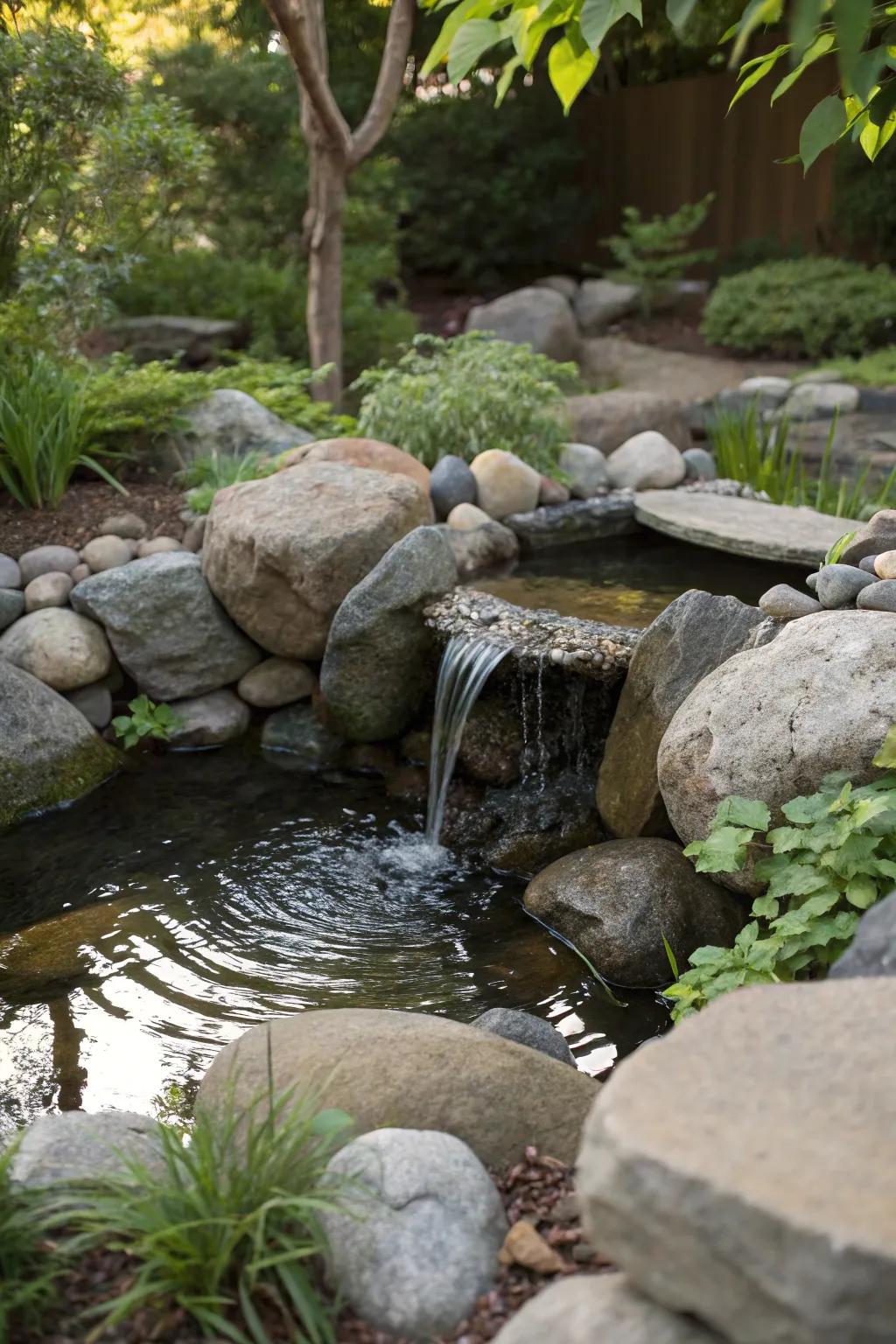 A water element introducing serenity and sound.