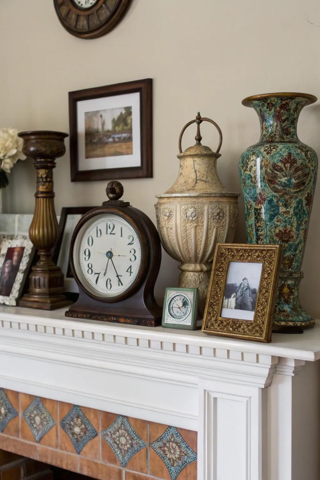 A combined mantel creates a unique and personal style.