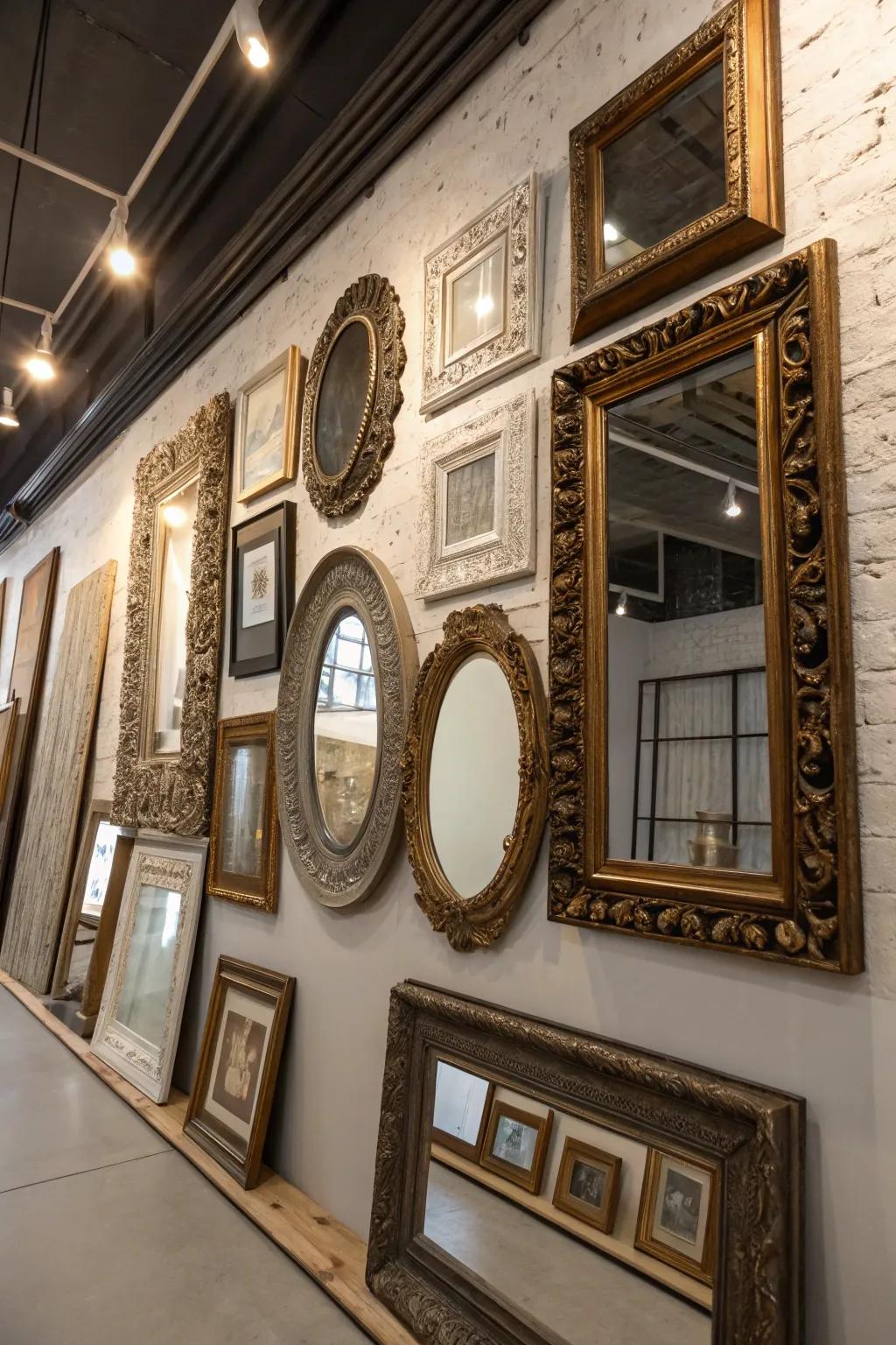 Eclectic mirror styles blend old and new.