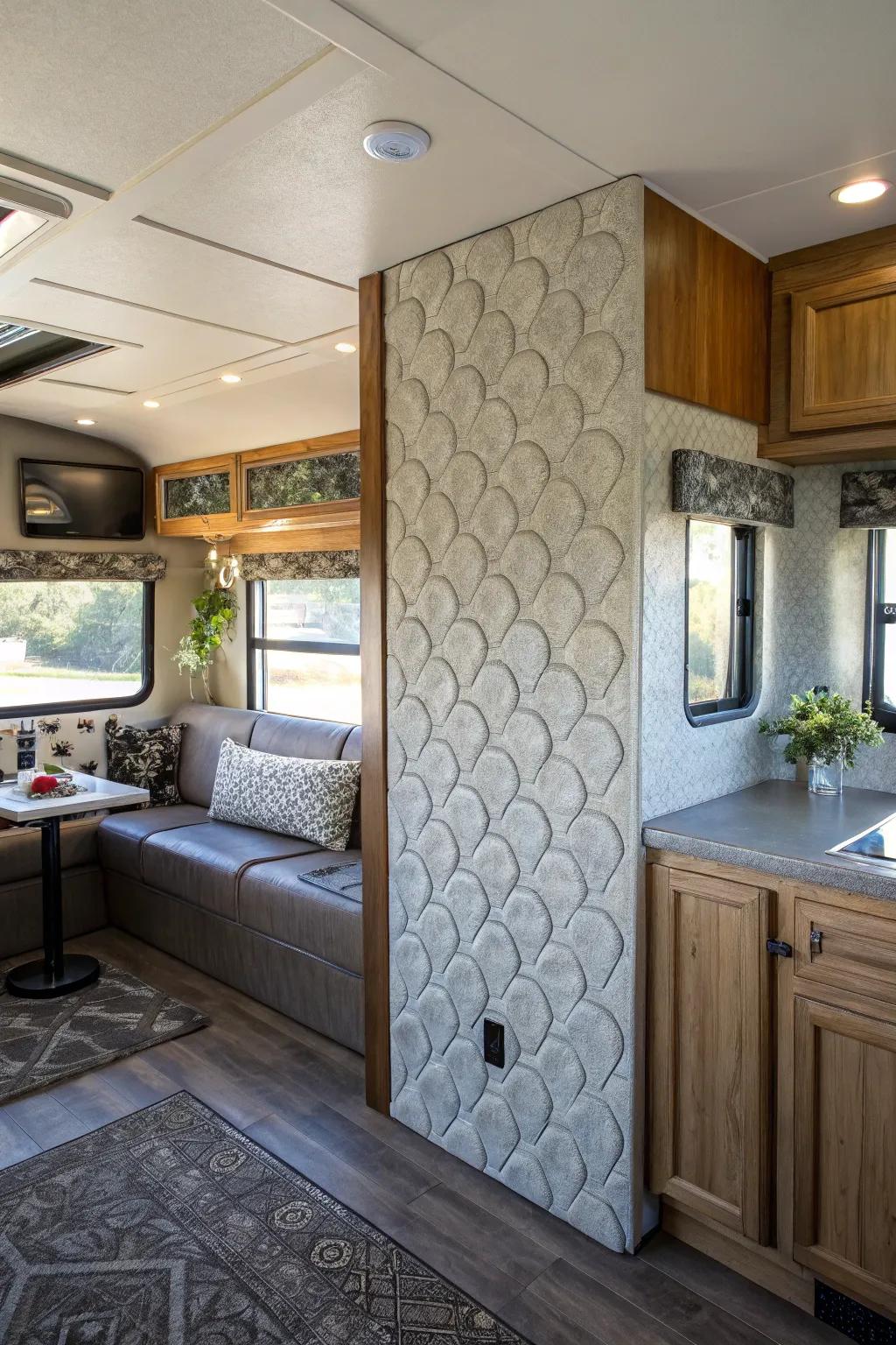 A vibrant accent wall surface can include depth and interest to your mobile home.