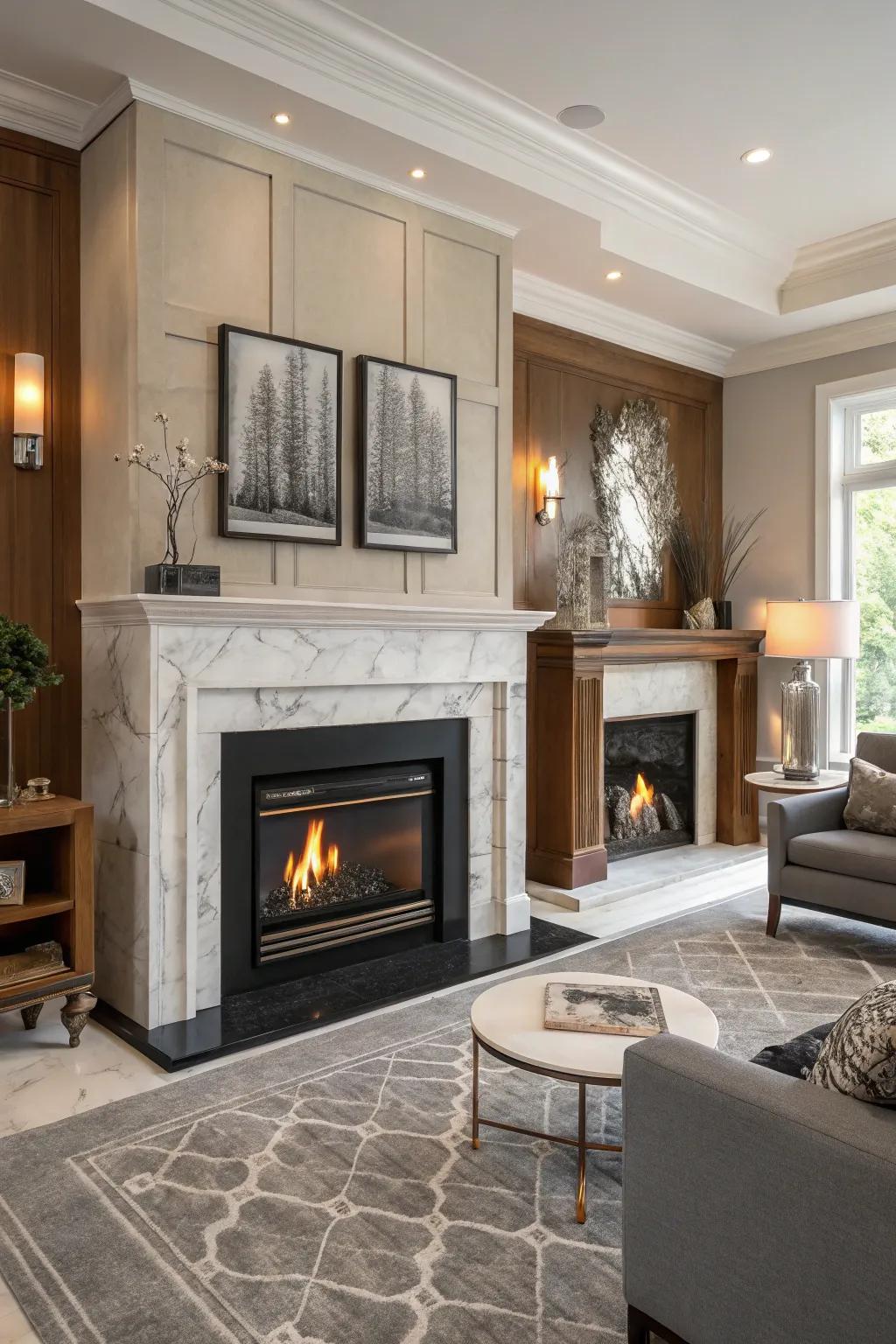 Variety of fireplace surround designs.