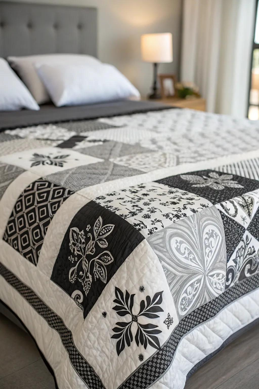 Monochrome coverlets deliver timeless elegance to any setting.
