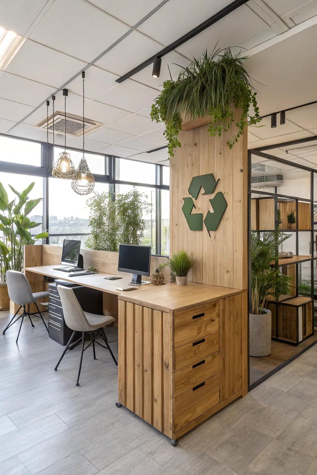 Environmentally safe materials offer a sustainable and stylish choice for office design.