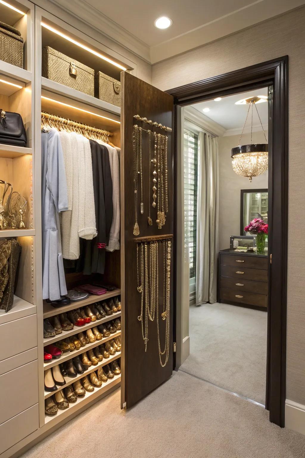 Concealed displays maintain jewelry sequenced and out of glimpse.