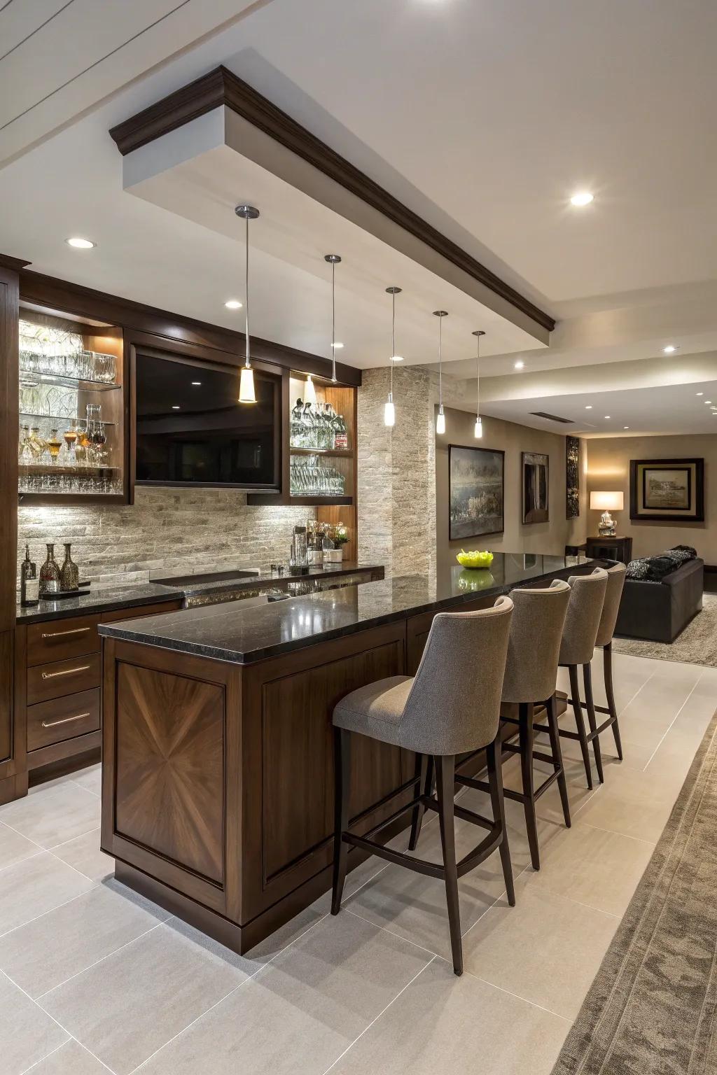 Seamlessly integrated home bars improve your dwelling's stream.
