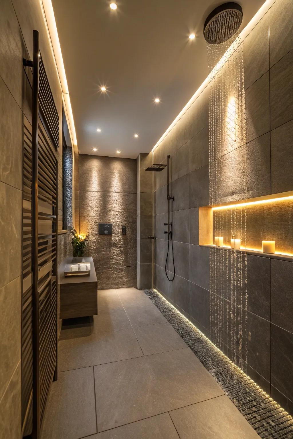 Lighting establishes the atmosphere and emphasizes design features.