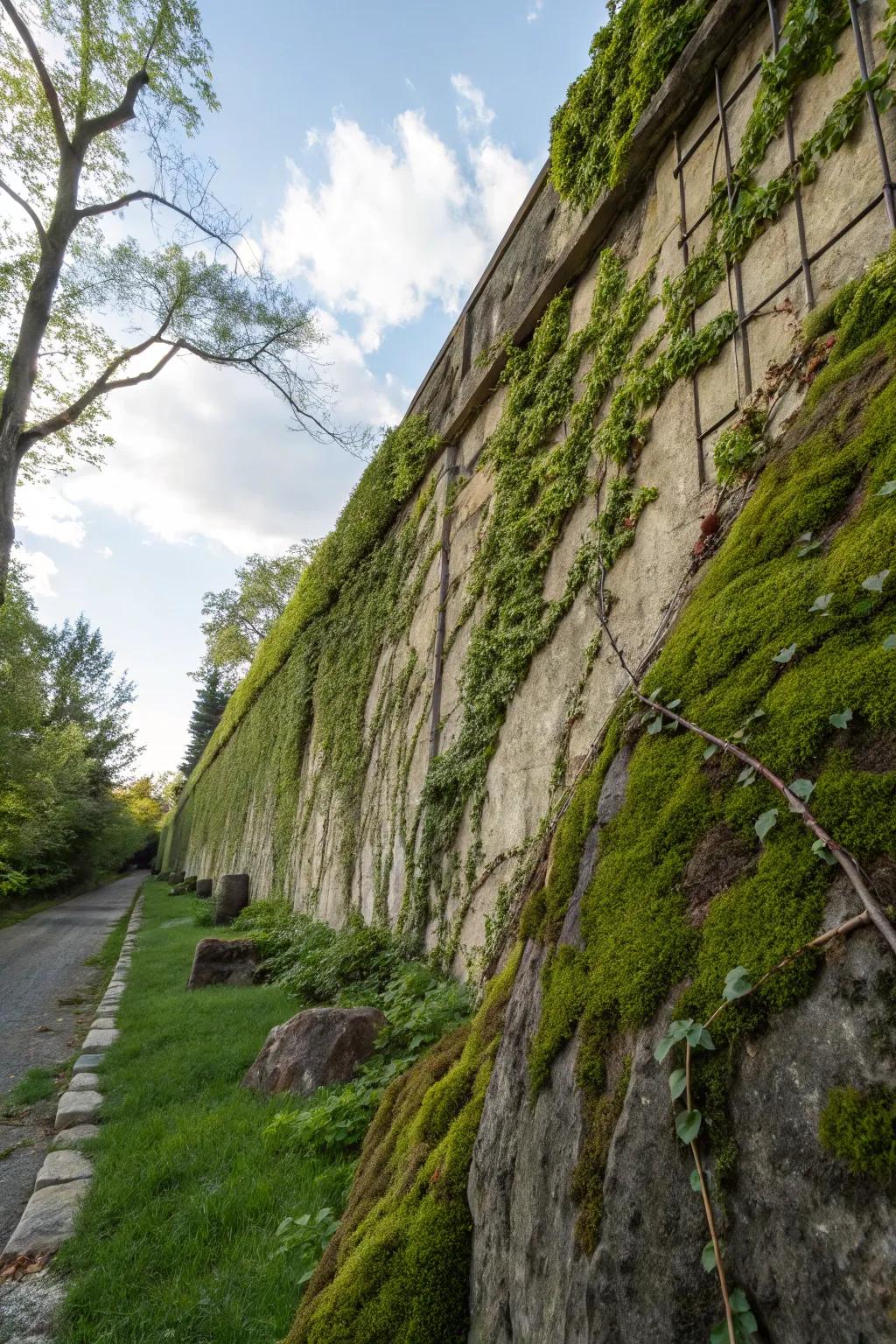 An attractive living wall accent featuring algae stones and plants.