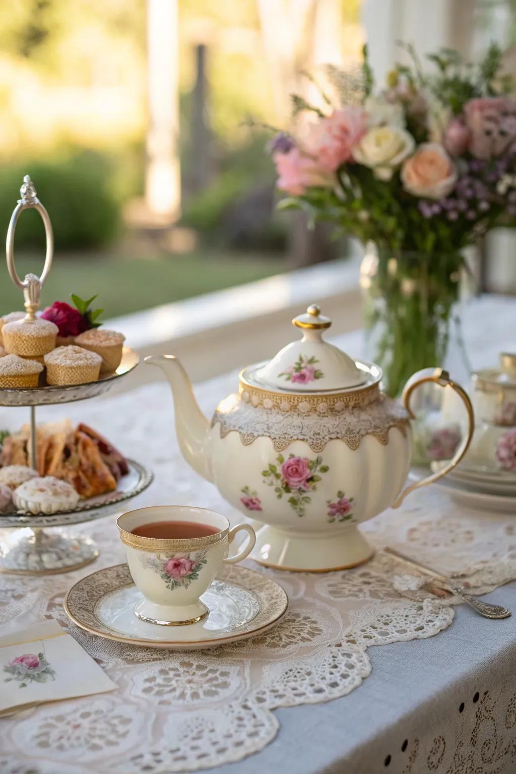 A vintage tea set enhances your tea celebration with nostalgia and charm.