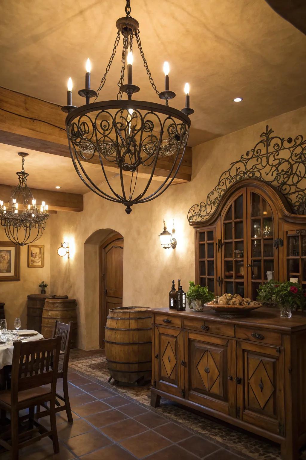 A room illuminated by captivating country lighting accents.