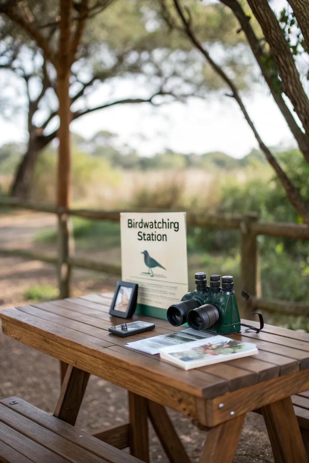 A fun bird-watching station for inquisitive guests.