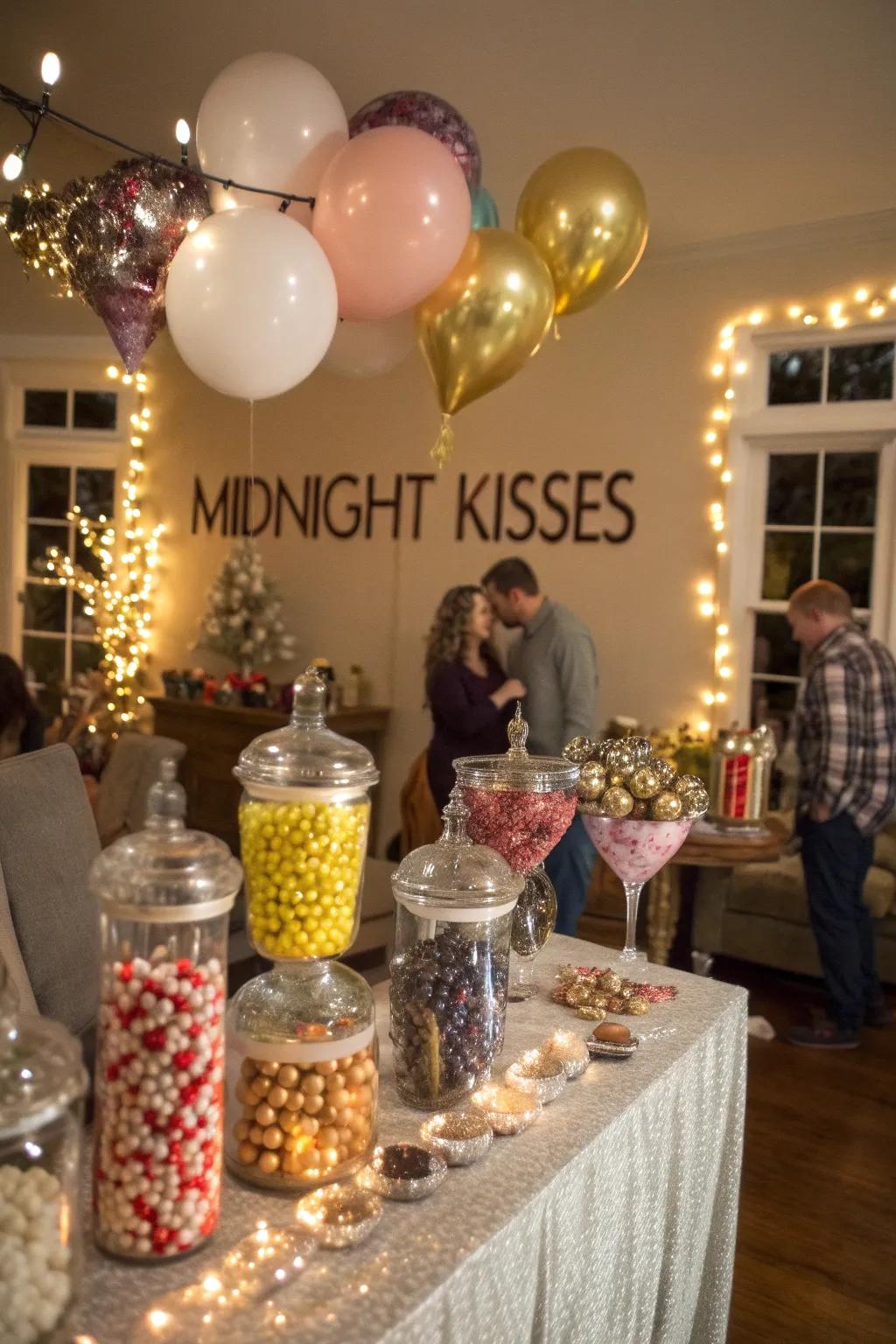 'Midnight Kisses' station contributes charm to your New Year's Eve gathering.