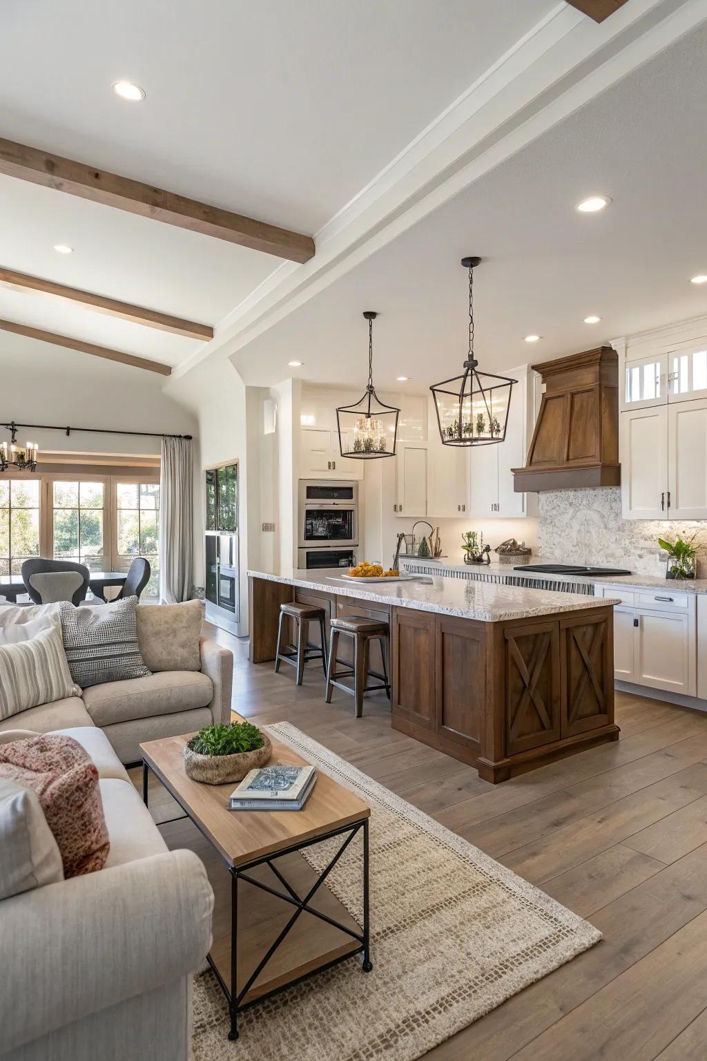 Consistent design ensures a smooth transition between spaces.