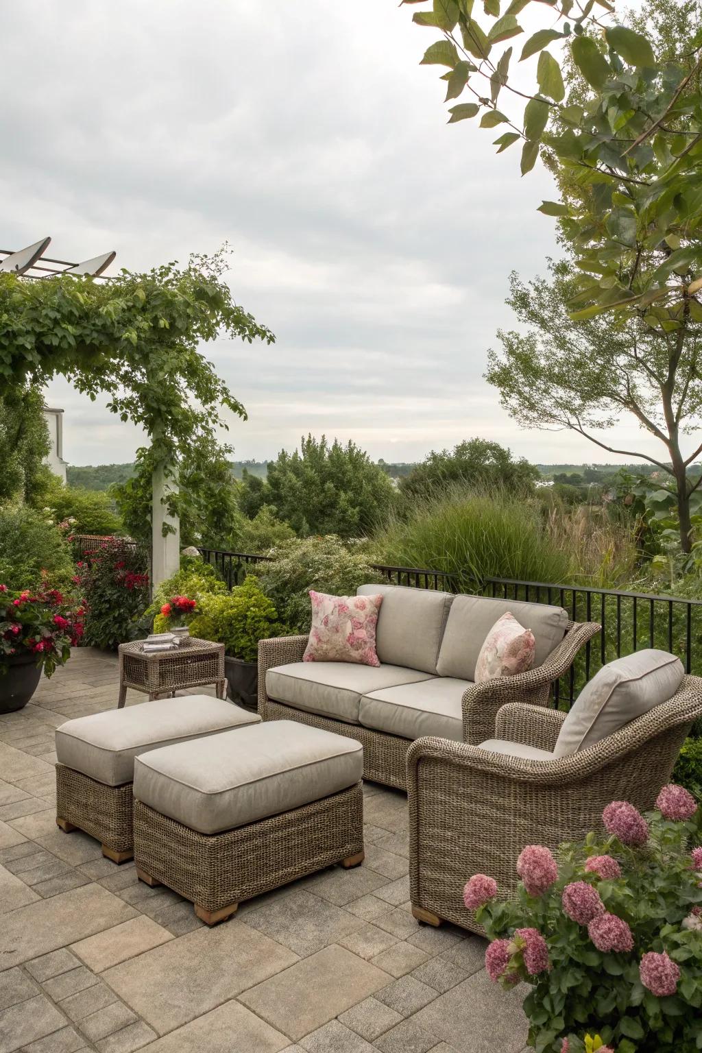 An outdoor ottoman enhances the luxury of patio areas.