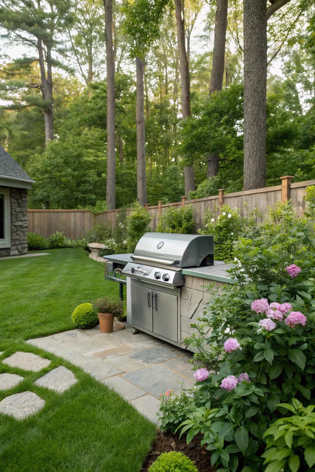A smoothly connected grill area boosts your backyard's beauty.