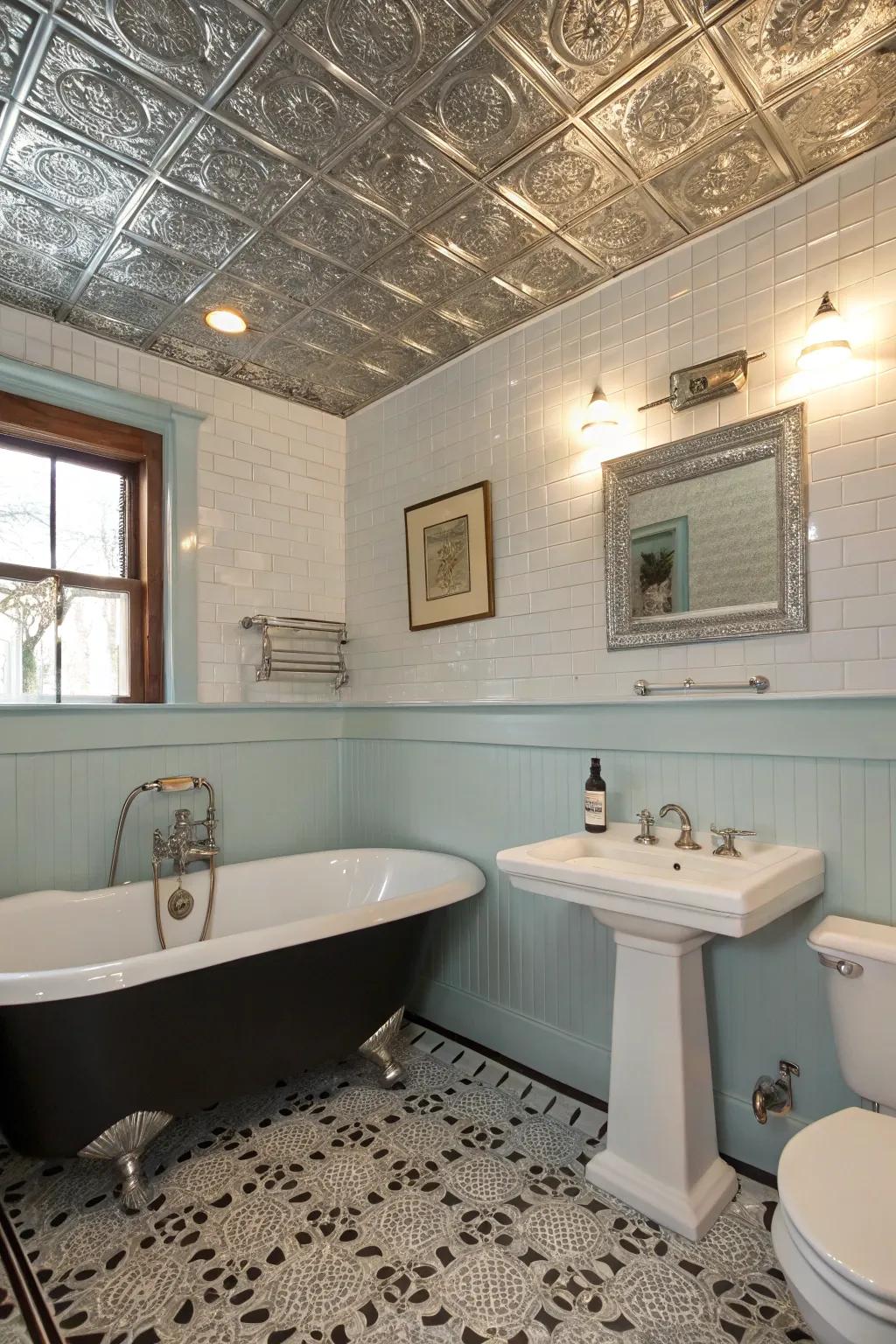 Tin squares infuse any room with vintage glamour.