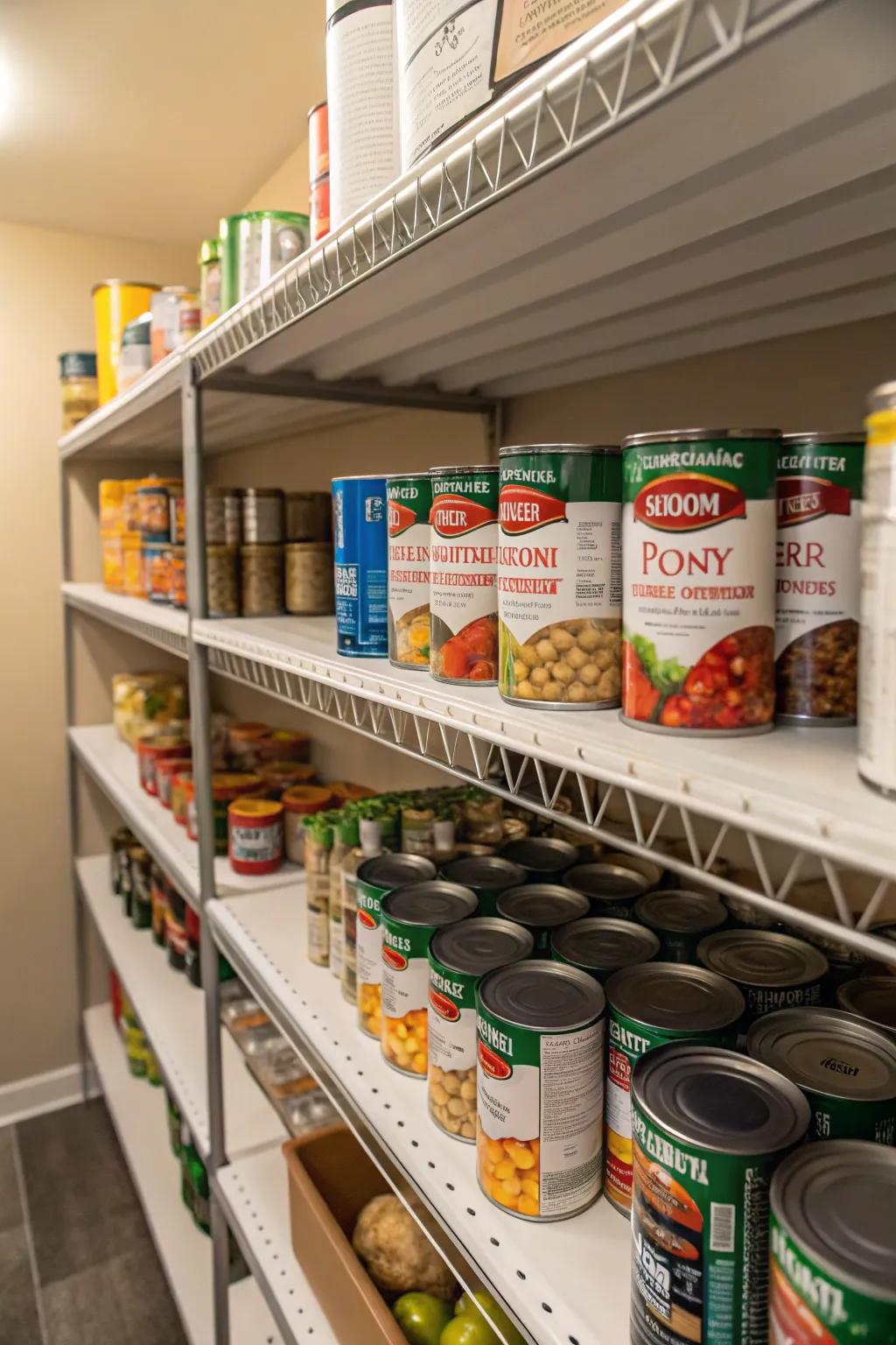 Rack expanders inside a pantry generate added sorting area and enhance organization.